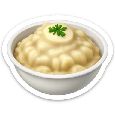 bowl of mashed potatoes topped with gravy sticker