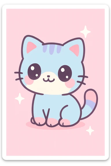 cute kitten, kawaii style sticker
