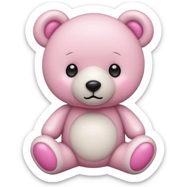 White and pink plush teddy bear sticker