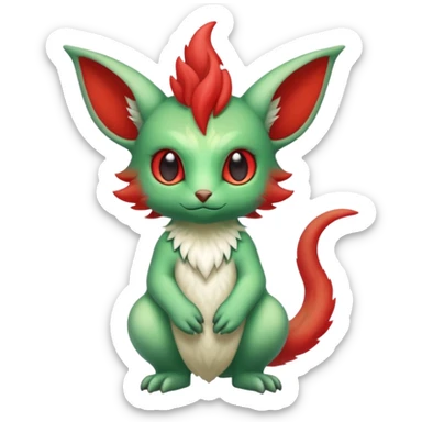 Cute Green Red ethereal Fionbri-Vernid-Trico-animal-creature full body sticker