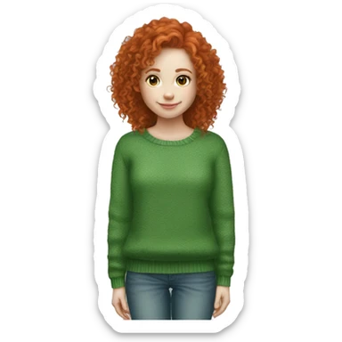 red curly hair green jumper pale skinned girl sticker