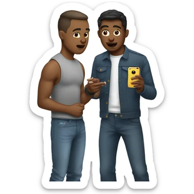 a gay couple fighting through texting sticker