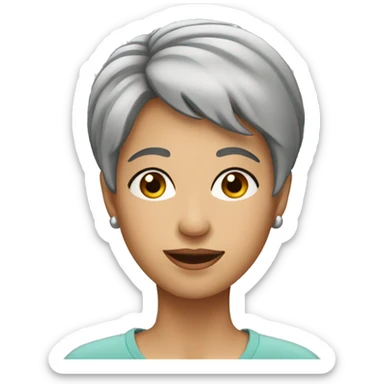 lady face with grey short hair sticker