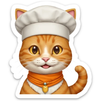 cat chef with bandana and large gold earring, emoji style sticker