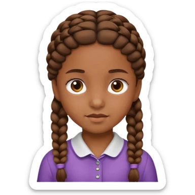student, brown braid hair girl kid sticker