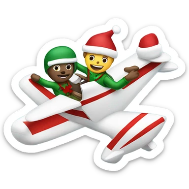 Christmas pilot flying a small two passenger plane wishing merry Christmas sticker