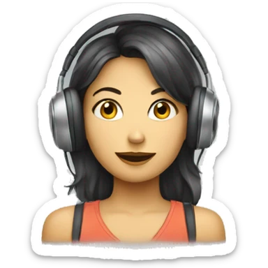 girl listens radio  sticker