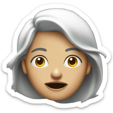 Mad woman with wide eyes looking up sticker