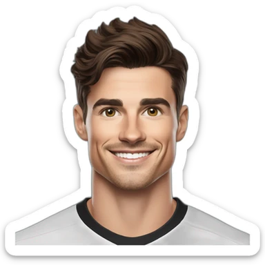 Mason mount Cristiano Ronaldo Matt Bomer 30 year old Silicon Valley product designer smiling with stubble and mustache in a black tshirt with broad shoulders profile photo sticker