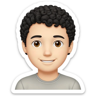 Chico blanco con cabello corto, rizado y negro y linda sonrisa  sticker