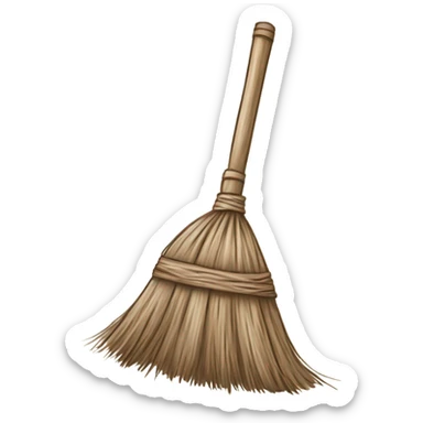 Rustic handcrafted broom sketch sticker