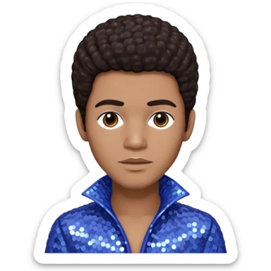 Bobby Farrell from Boney M with dark brown hair, periwinkle sequin outfit sticker