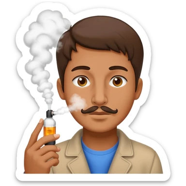 face with steam from nose vape sticker