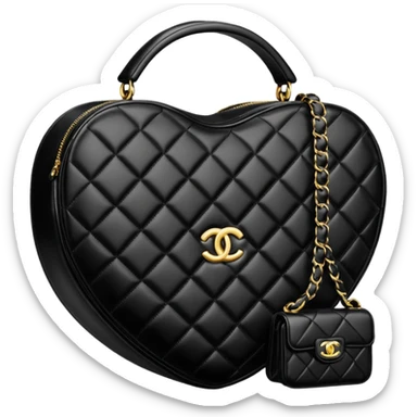 chanel heart shape bag black color bag sticker