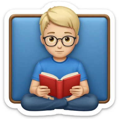 Boy reading books sticker
