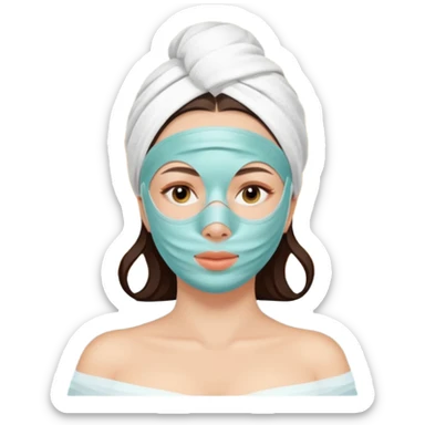Lady with face mask spa beauty full face relaxing sticker