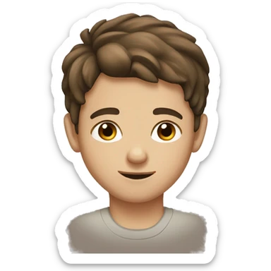 young boy with brown hair and brown eyes sticker