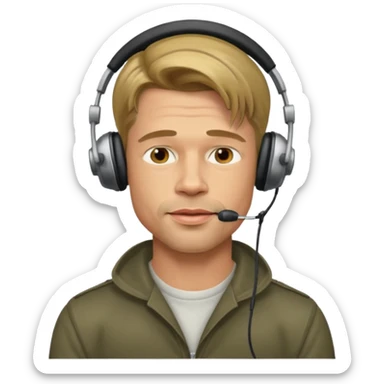brad pitt using headphones sticker
