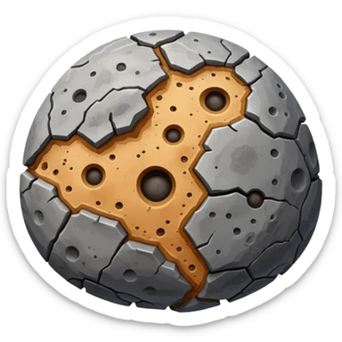 gray cratered planet emoji, rough uneven surface, pitted marks, rocky barren sticker