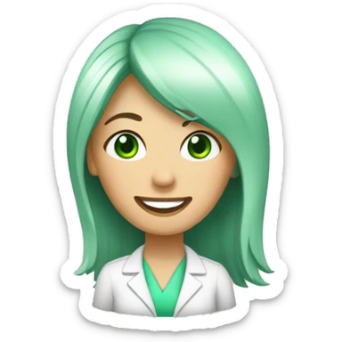 mujer dentista de ojos verdes preocupada  sticker