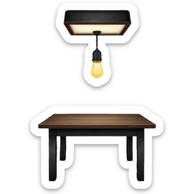 A dark room  with old table and over light  sticker