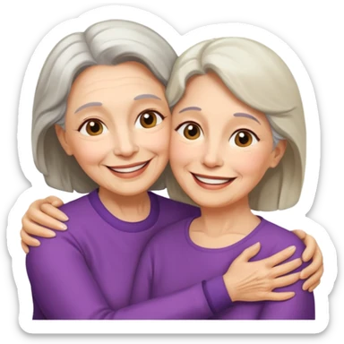Abrazo de Madre de 70 años y hija sticker