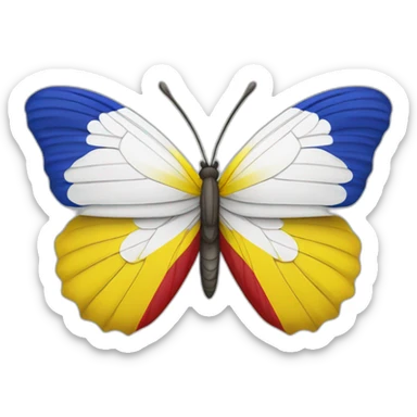Una mariposa tricolor con los colores de la bandera de Colombia sticker