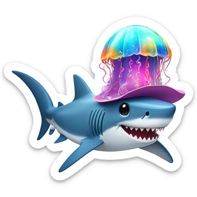 Shark with a jellyfish hat sticker
