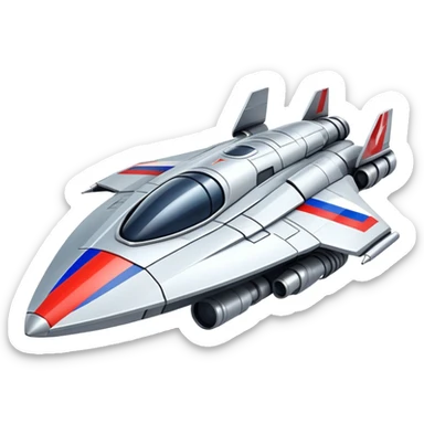 Futuristic war spaceship with Russian flag colors, sleek design sticker