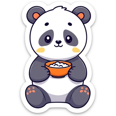 Panda eating rice sad sticker