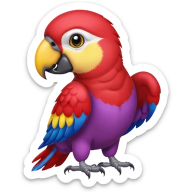 emoji de papagayo morado, rojo y amarillo sticker