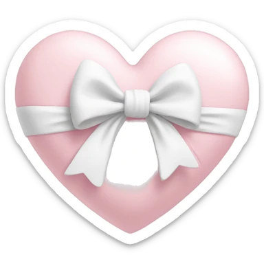 light pink heart with white bow wrapped around  sticker