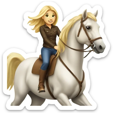 Blonde girl ridding horse sticker