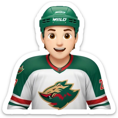 Minnesota wild hockey player celebrating goal sticker