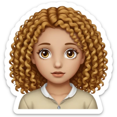 A girl with brown curly hair and blonde edges side parted with hazel central heterochromia eyes and a nose ring sticker