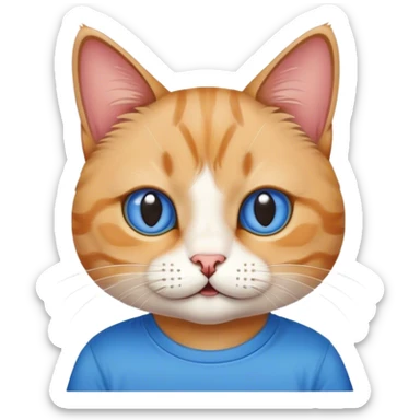 Funny cat with a blue t shirt sticker