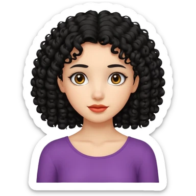 Menina de cabelo cacheado preto e abaixo do ombro  sticker