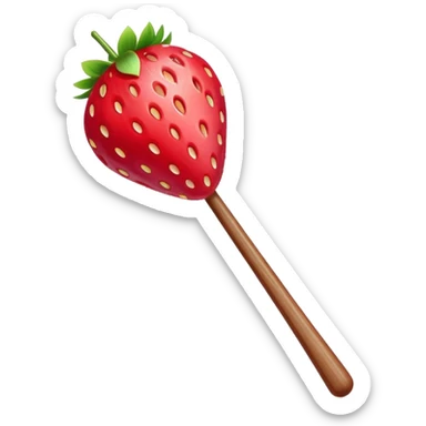 strawberry tanghulu on a wooden stick with shiny sugar coating sticker