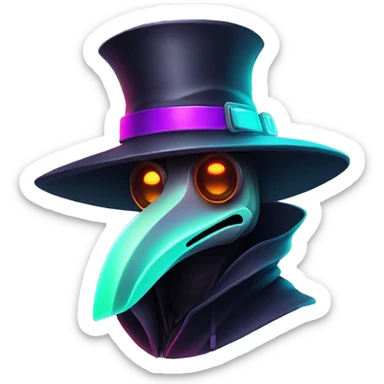 plague doctor with neon highlights sticker
