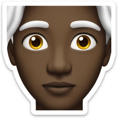 darkskin guy with bright lips and white hair and white eyes sticker