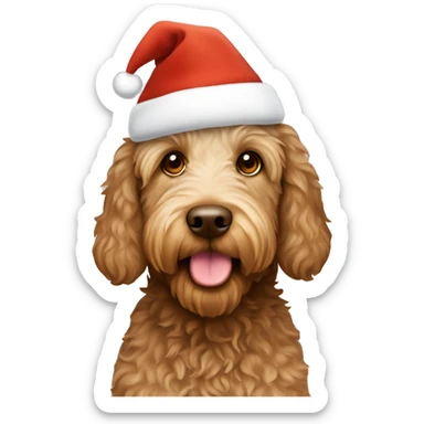 Labradoodle with a brown christmas hat sticker