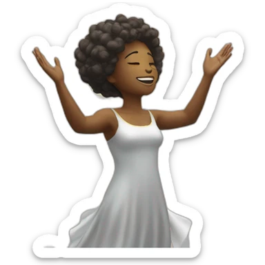 Female black angel praising God in heaven sticker