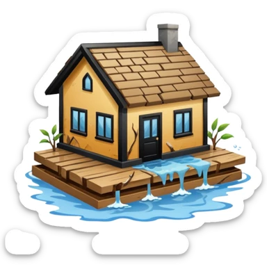 Flooded house in hurricane sticker