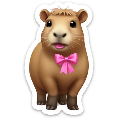 CAPYBARA with a cute pink bow and wellington boots
 sticker