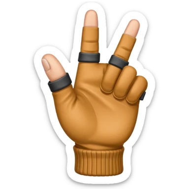 Middle finger emoji wearing fingerless gloves sticker