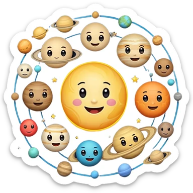 Solar system planets with cute faces sticker