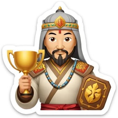 Genghis khan win a trophy for best food sticker