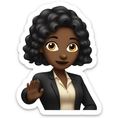 Rich black girl with long black hair signaling stop with her hand sticker