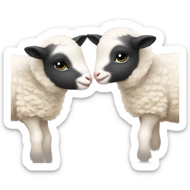 Little lambs kissing each other  sticker
