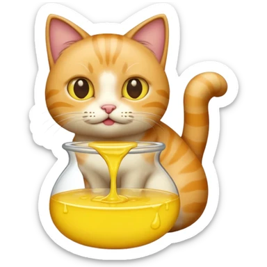 Cat releasing yellow liquid sticker